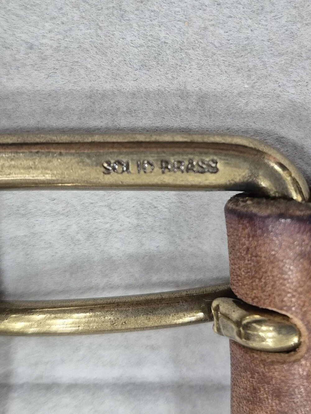 Crew belt women's Sm brown chunky distressed Italian leather solid brass buckle - Picture 6 of 13